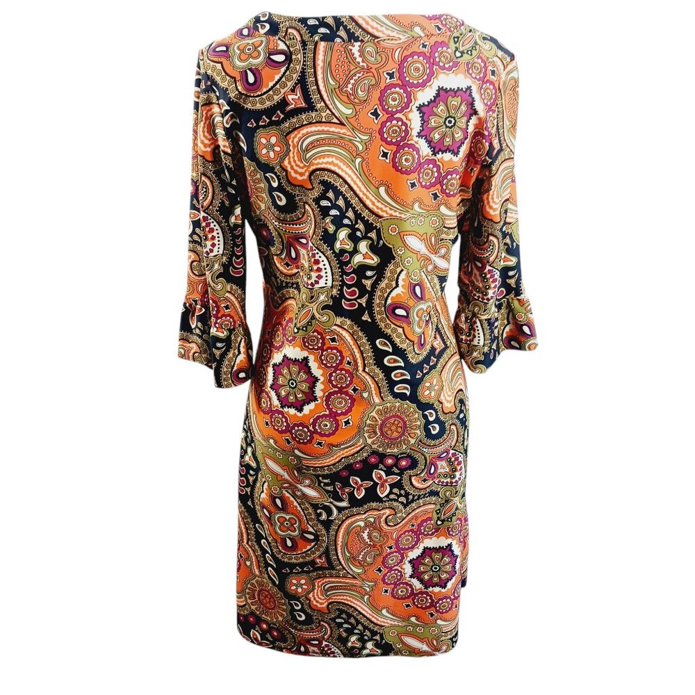 Jude Connally, Nancy's Print Dress, Size Medium, Black/Orange/Multi, Scoop Neck - Picture 3 of 10